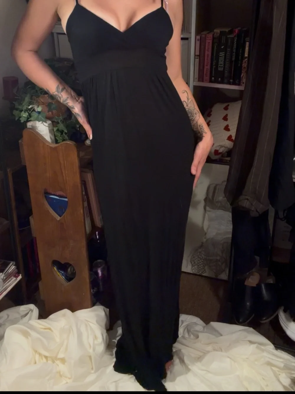 Black vneck maxi dress
